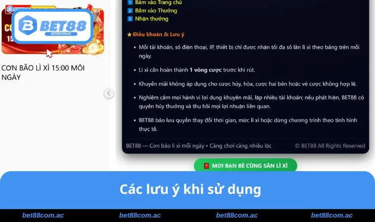 Các lưu ý khi sử dụng