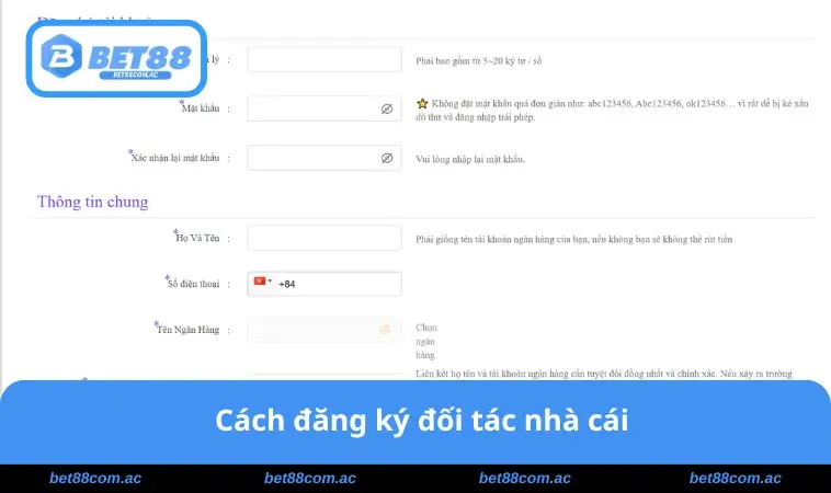 Đại Lý BET88 1 Cách đăng ký đối tác nhà cái