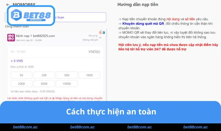Nạp Tiền BET88 2 Cách thực hiện an toàn